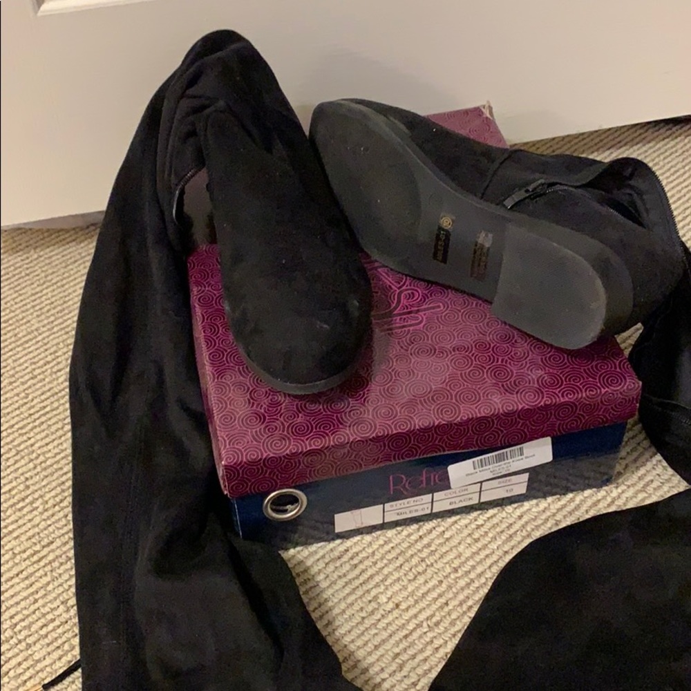 Worn once - over knee black boots!